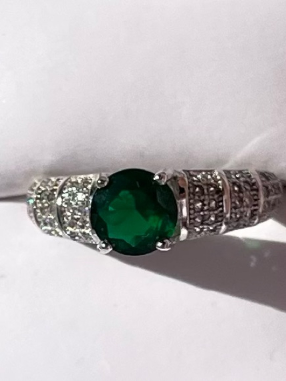 Emerald Green Round CZ Halo Statement Ring - Women jewelry 925 silver
